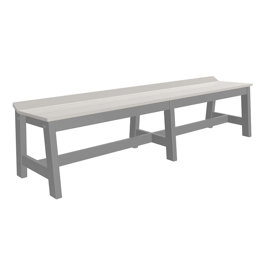 Sophisticated Dove Gray and Slate poly lumber bench for outdoor dining, combining chic design with practicality for modern landscapes.