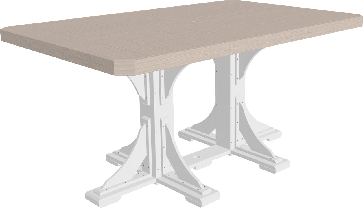 LuxCraft 4' x 6' Rectangular Outdoor Counter Height Table in Birch White color