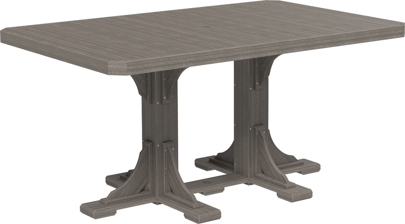 LuxCraft 4' x 6' Rectangular Outdoor Counter Table in Coastal Gray color