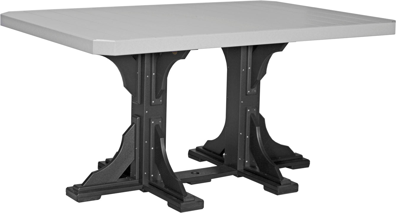  Dove Gray & Black rectangular outdoor counter table made from poly lumber, perfect for dining.