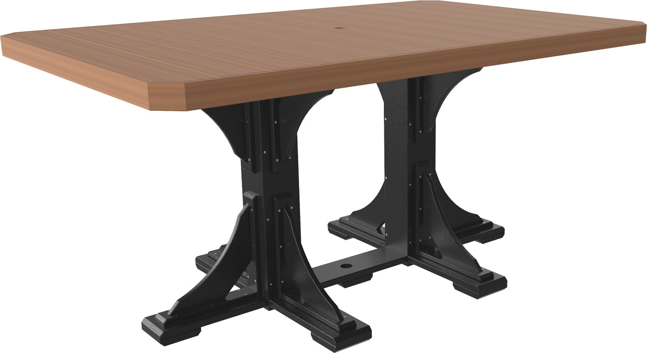 LuxCraft 4' x 6' Rectangular Patio Counter Height Table in Antique Mahogany and Black combination