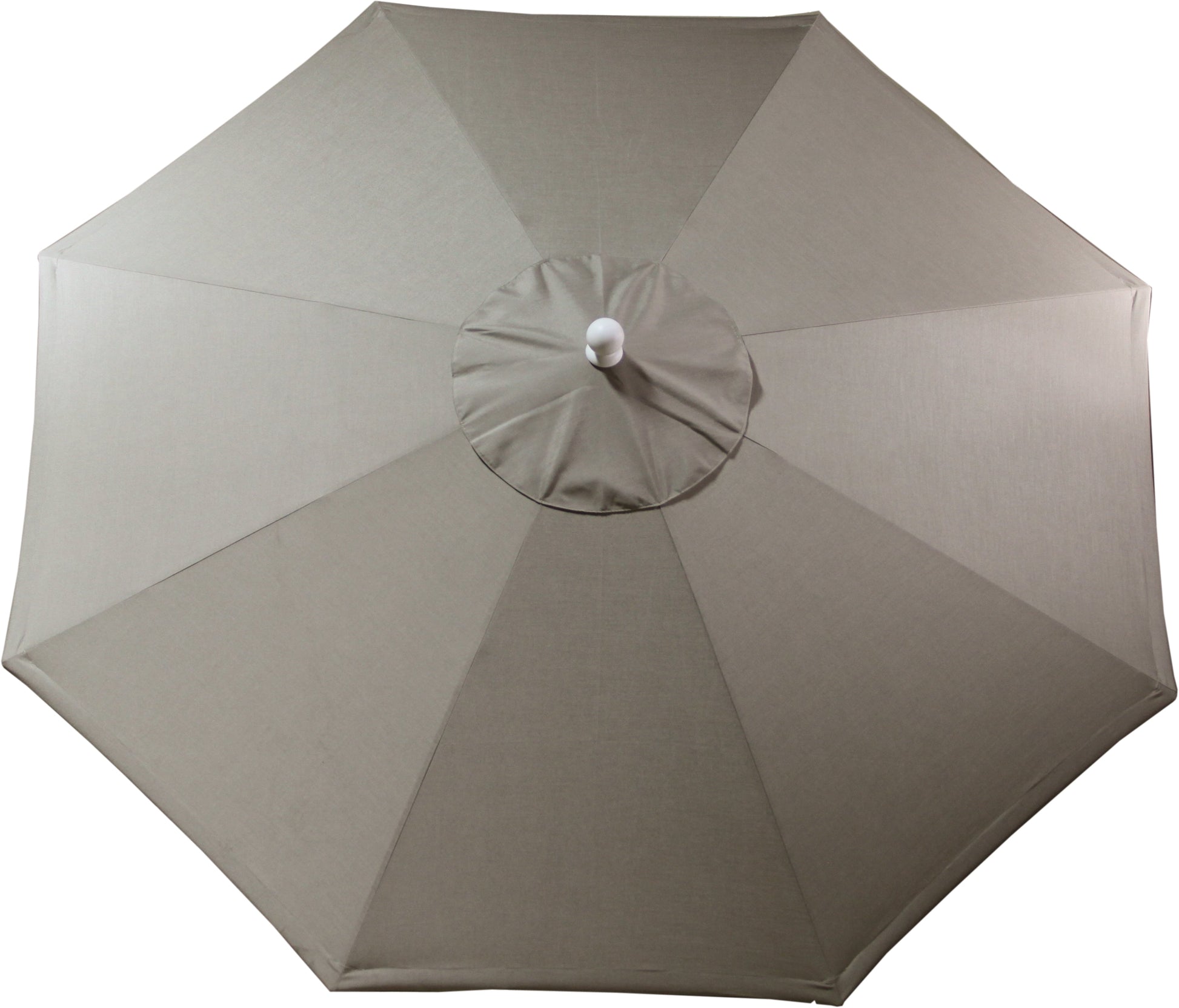 LuxCraft patio umbrella in Spectrum Dove, solid light grey fabric with a sleek, minimalist design.