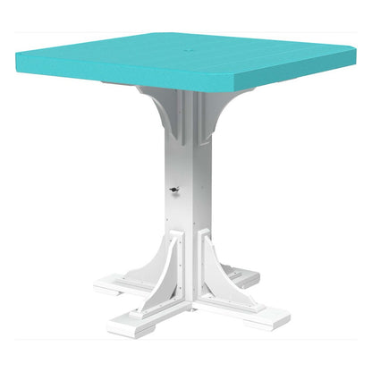 LuxCraft square table in aruba blue and white, ideal for a square patio table set for 4.