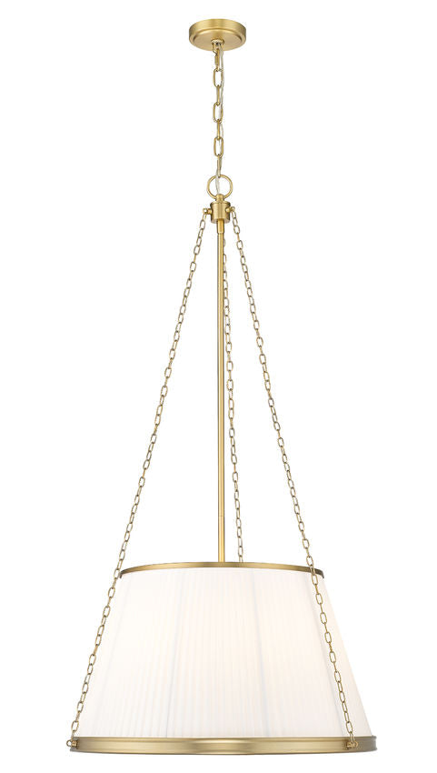 modern gold six-light pendant with pleated linen shade by Z-Lite.