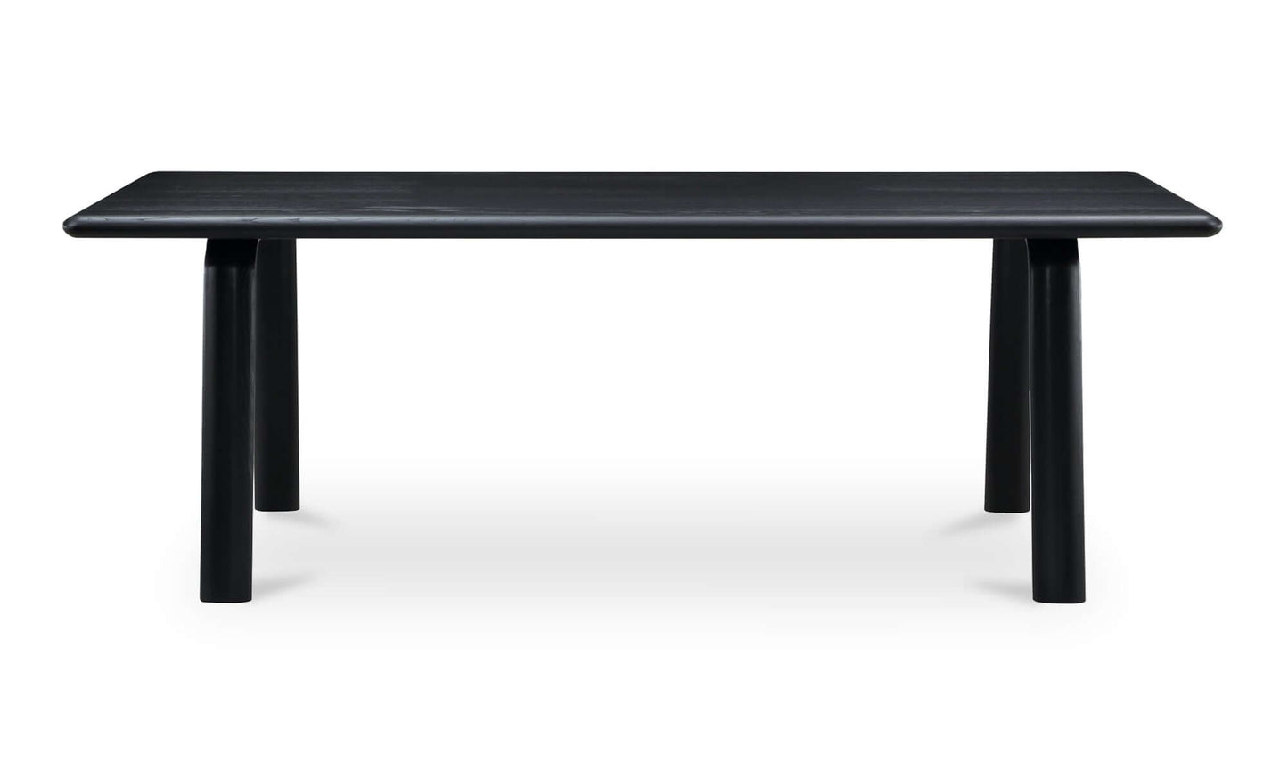 Front view of Malibu Black Dining Table with black matte finish, showcasing its Scandinavian design.