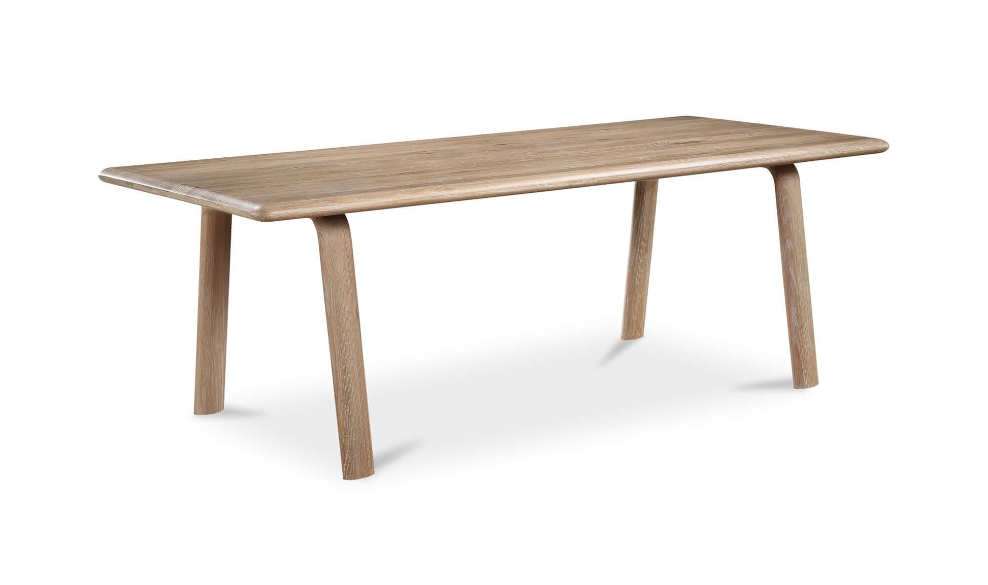 Solid oak Malibu dining table side view by Moe's Home Collection.