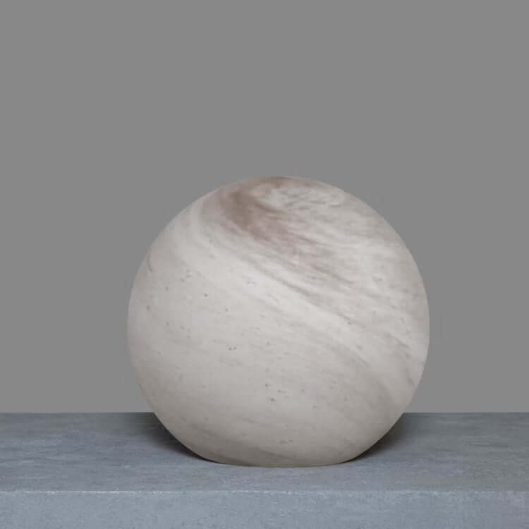 Single marble matte globe with soft swirl.