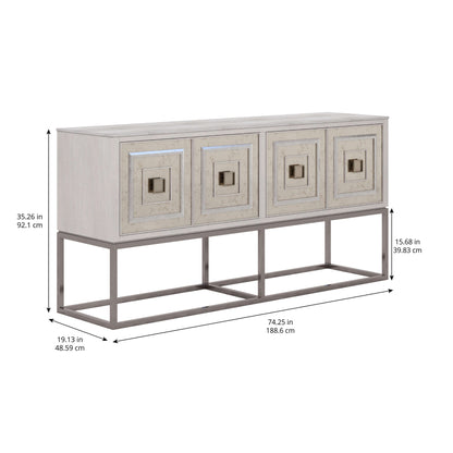 Traditional Accent Console Dimensions in Inches and Centimeters, Four-Door Console for Media Storage