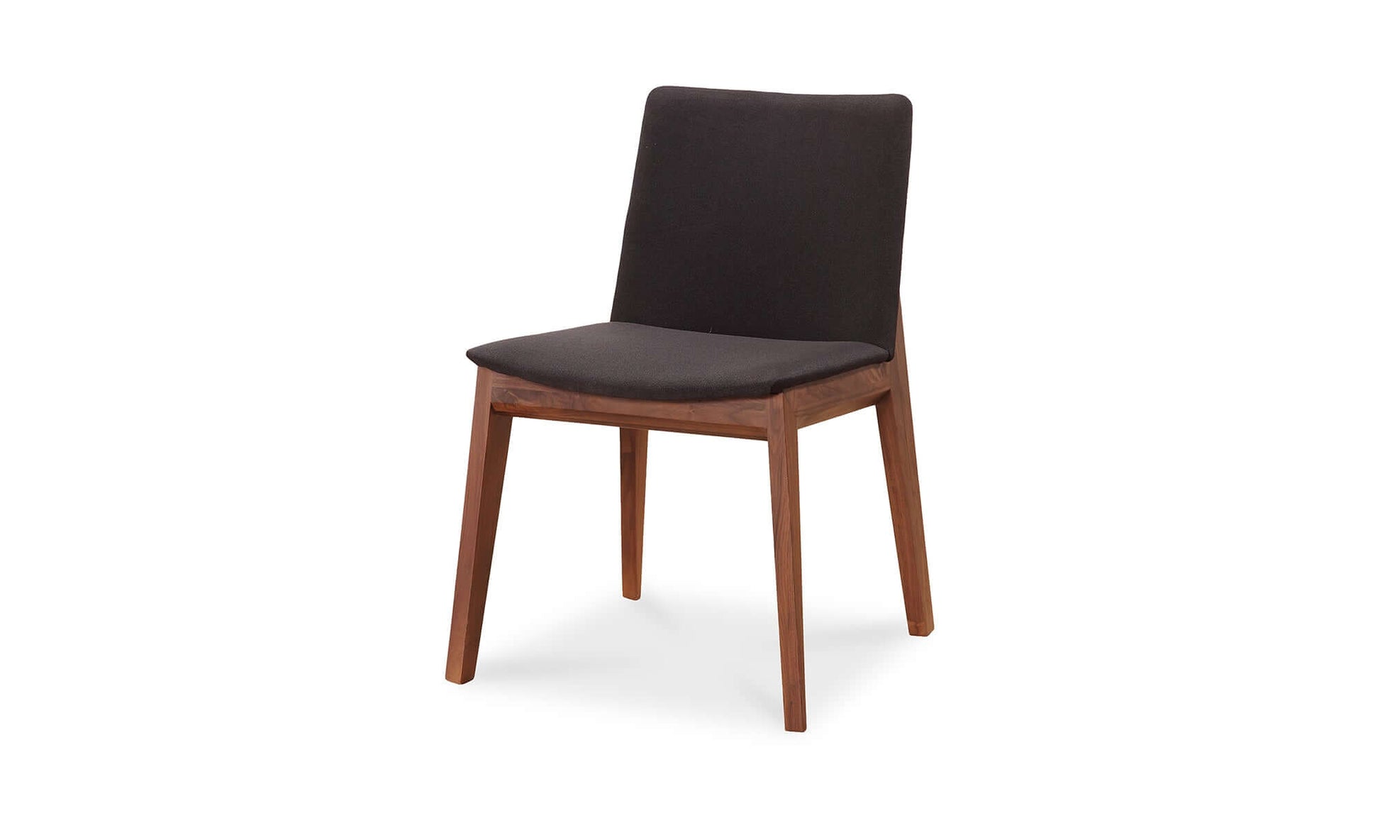 Angled view of Deco Black Dining Chair showcasing modern design.