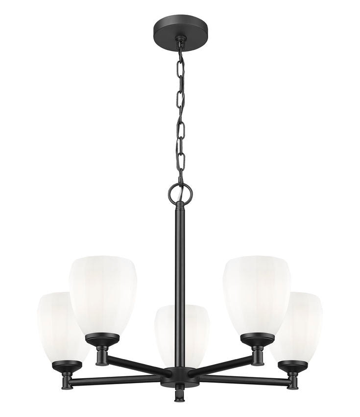 upward angle modern steel chandelier matte black finish.