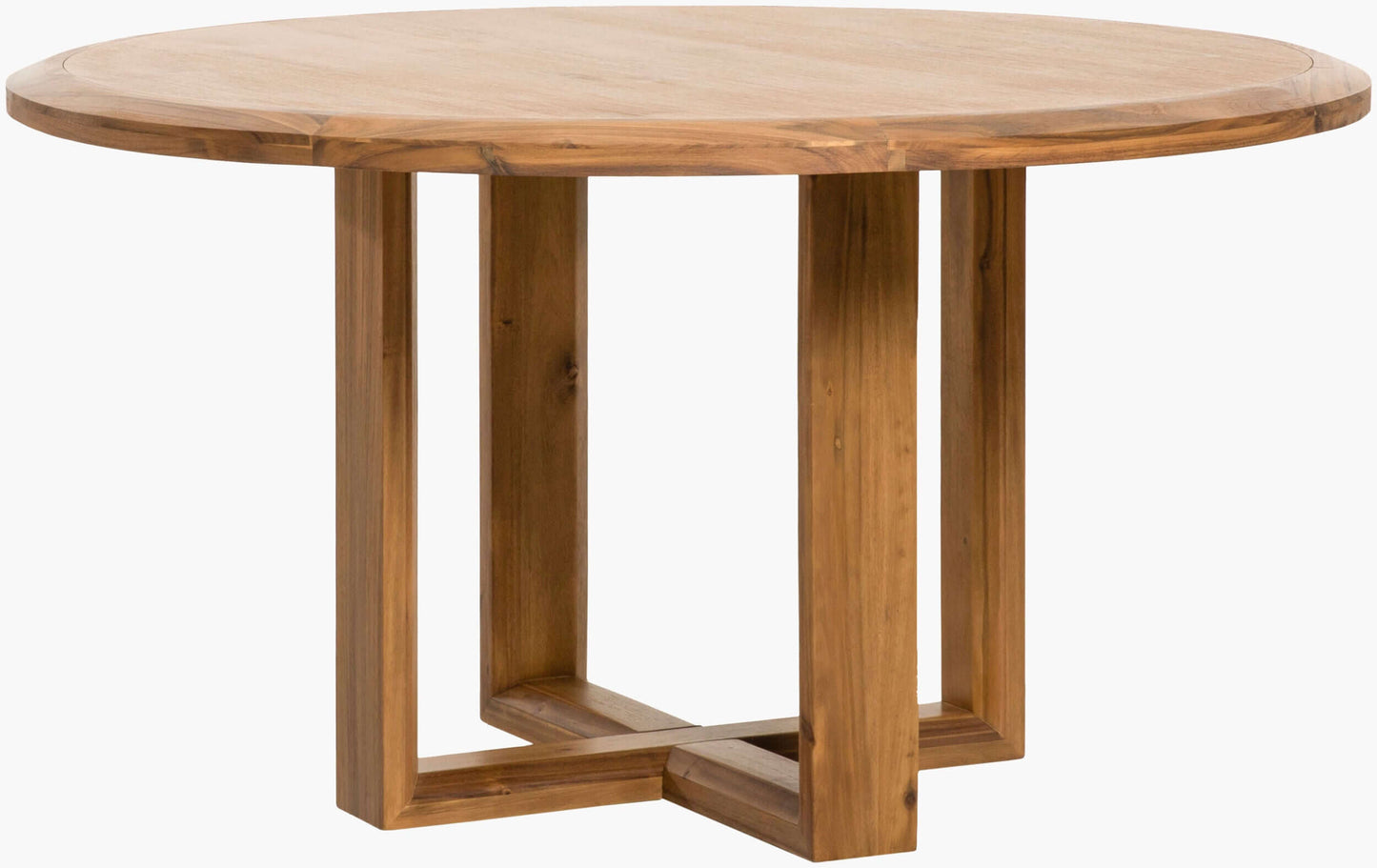 Detailed view of the Northbank Round Dining Table's natural wood finish and craftsmanship.