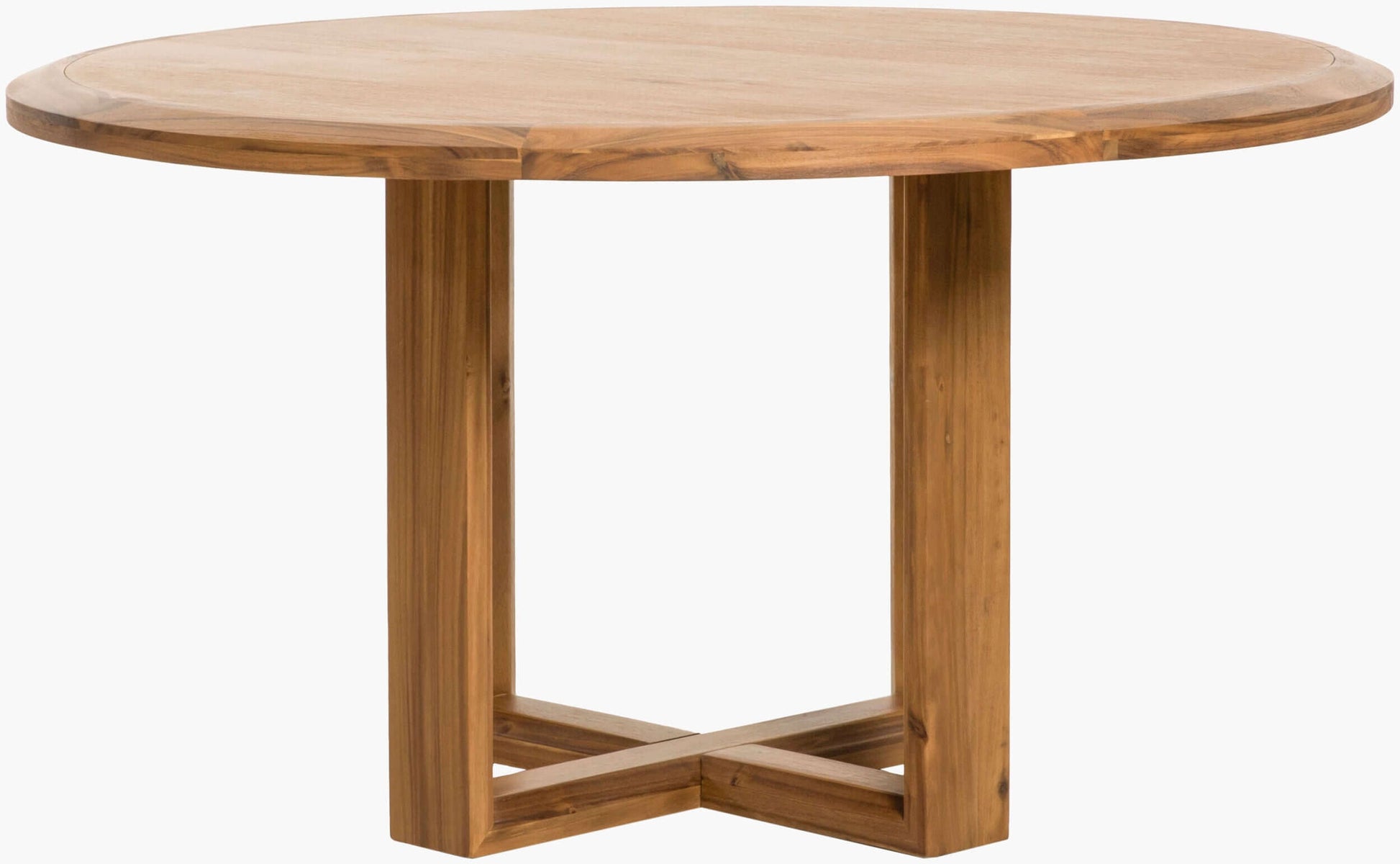 Front view of the Northbank Round Dining Table highlighting the unique base design.