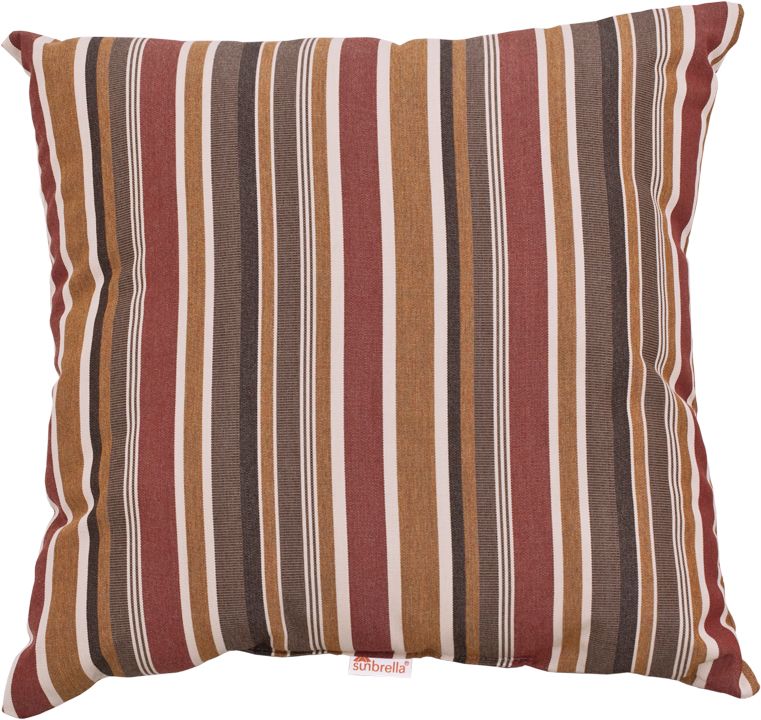 Brannon Redwood striped LuxCraft 19" Throw Pillow, featuring weather-resistant Sunbrella® fabric, perfect for outdoor use.