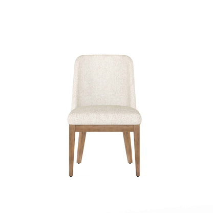 Front view of the Portico Modern Fabric Dining Chair, showcasing its smooth design and comfortable padded seat.