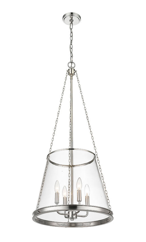 prescott pendant light brushed nickel tall product view straight-on.