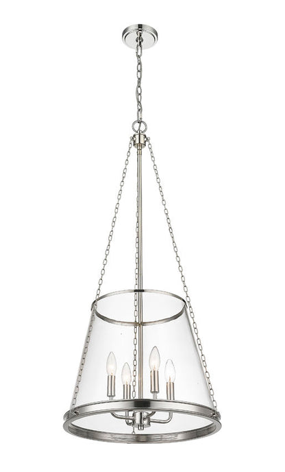 prescott pendant light brushed nickel tall product view straight-on.