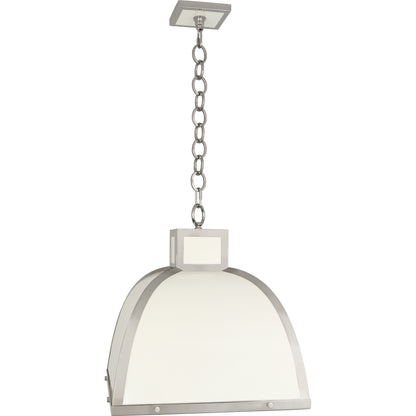 Ranger Pendant Light in Glossy White with Polished Nickel, sleek bell-shaped pendant light.