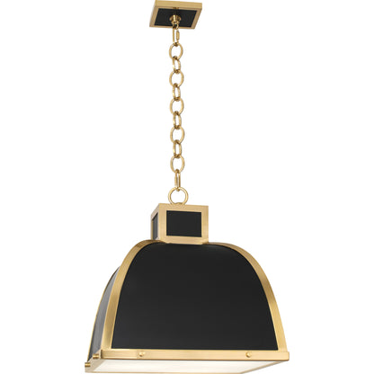 Ranger Pendant Light in Matte Black with Modern Brass, showcasing bold, high-contrast design.