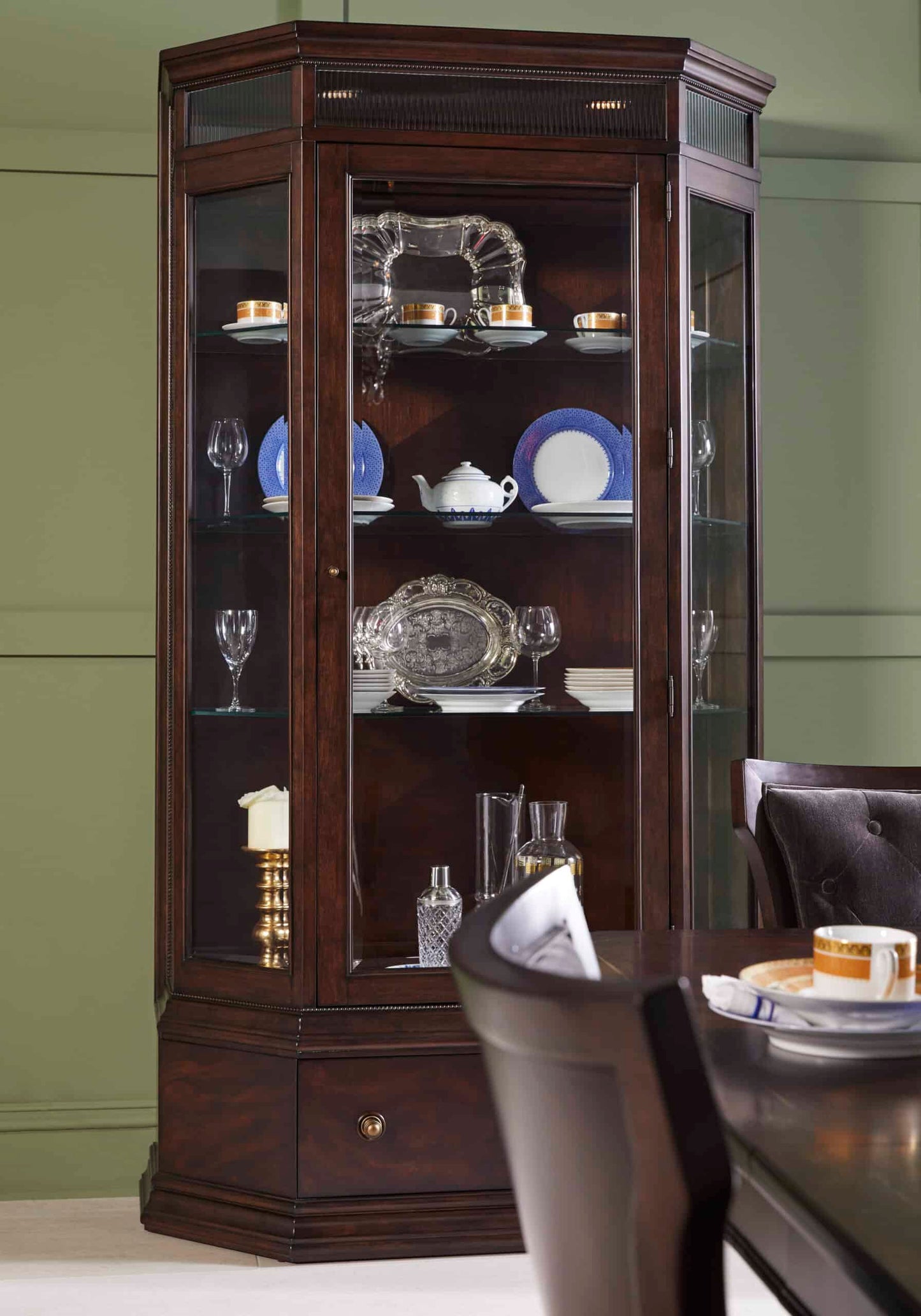 Revival Traditional Display Cabinet with dinnerware