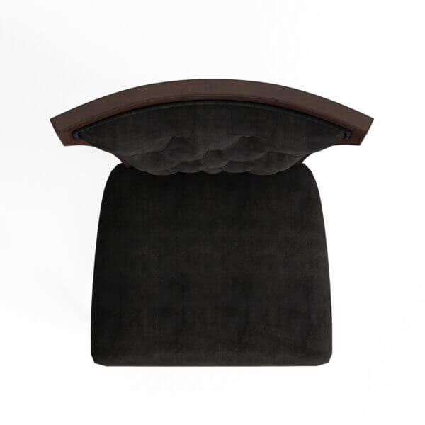  Top view of the Revival Traditional Upholstered Dining Chair with plush charcoal velvet seat and mahogany frame.