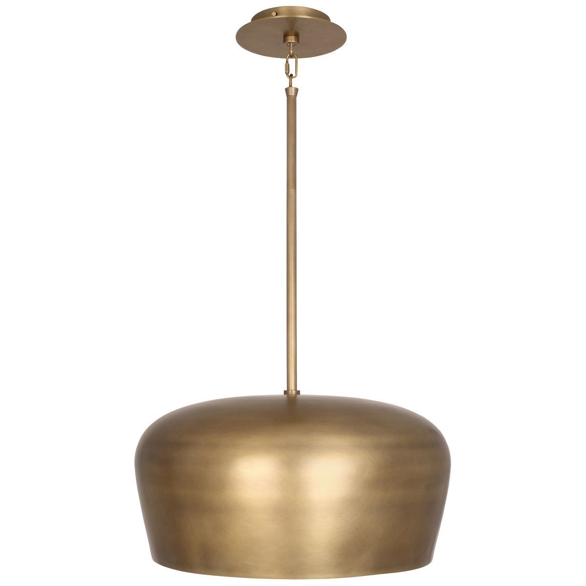 Canopy in warm brass finish with secure chain attachment.