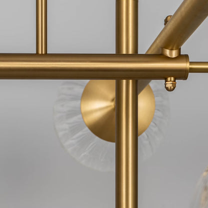 Close-up of brass framework detailing with artisan-crafted precision.