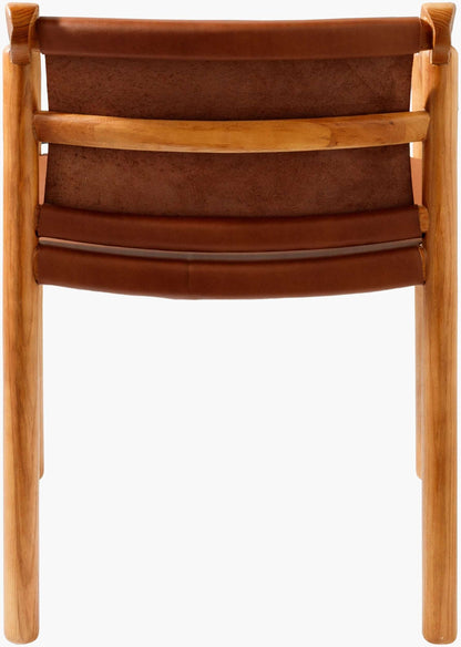 Back view of the Raymond Dining Chair by Surya showcasing the Ash wood frame and leather upholstery