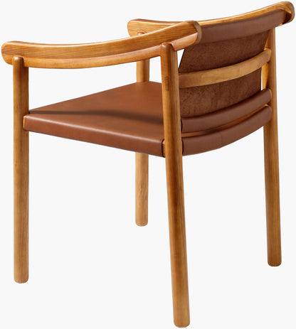 Corner view of the Raymond Dining Chair emphasizing the detailed craftsmanship and sturdy construction.