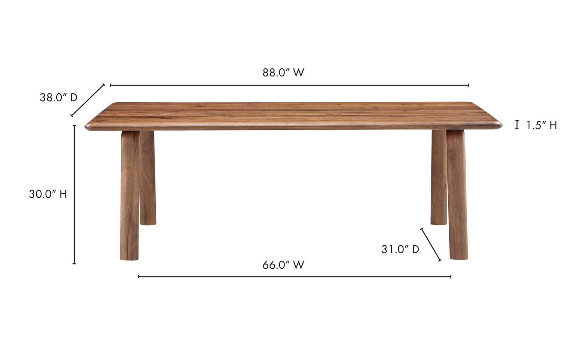 Dimensions Diagram for Malibu Dining Table