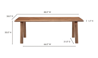 Dimensions Diagram for Malibu Dining Table