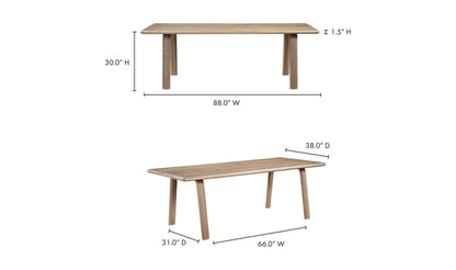 Dimensions of Malibu solid oak dining table.