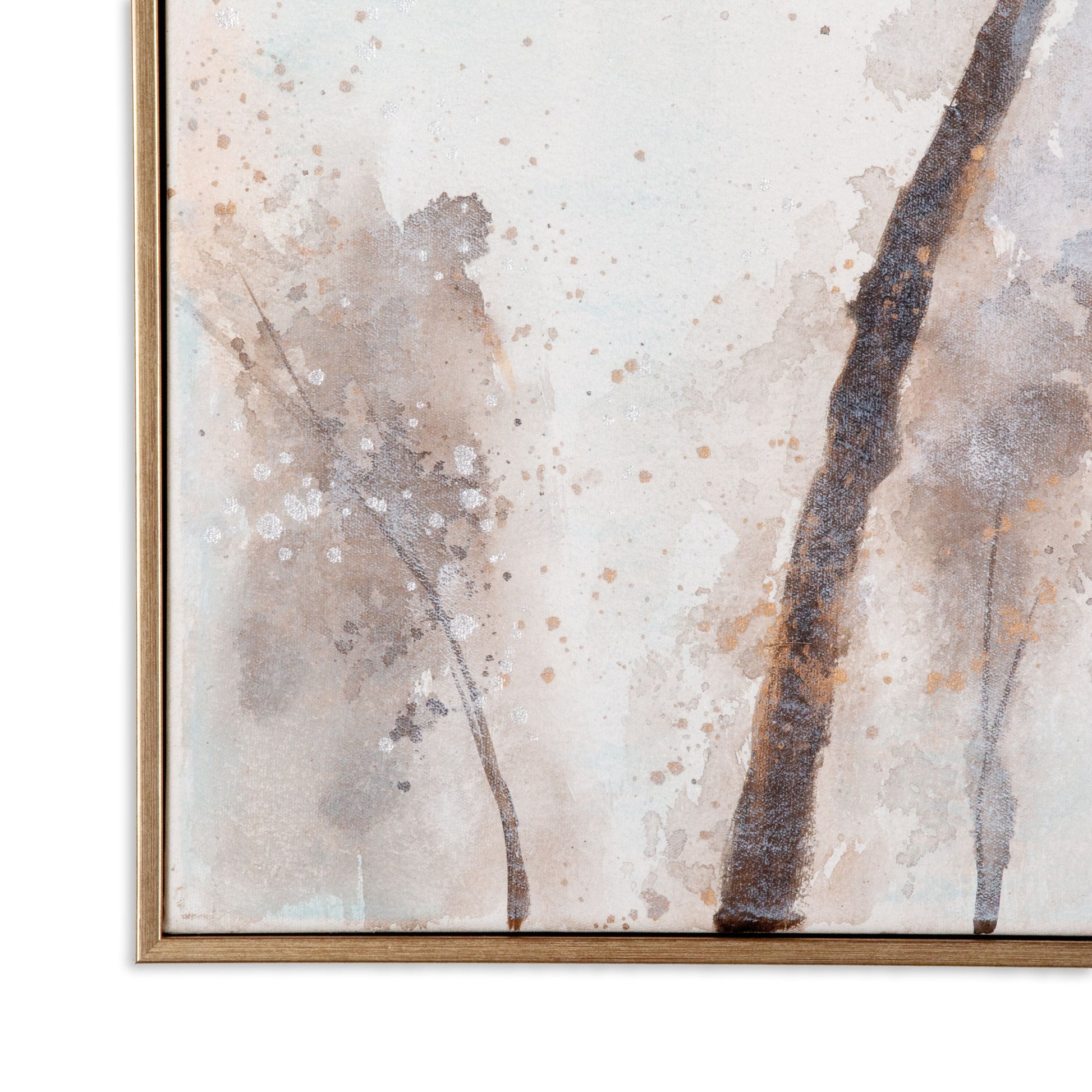 Bottom corner of Serenades of Fall canvas, focusing on its textured brushstrokes and gold frame.