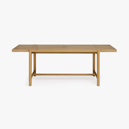 Front view of the Soren Oak Dining Table showcasing solid oak in a light finish.