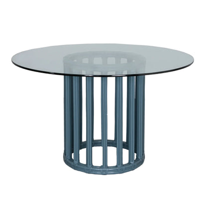 David Francis Small Southampton Table Base in heirloom finish with glass top, showcasing elegant rattan design.