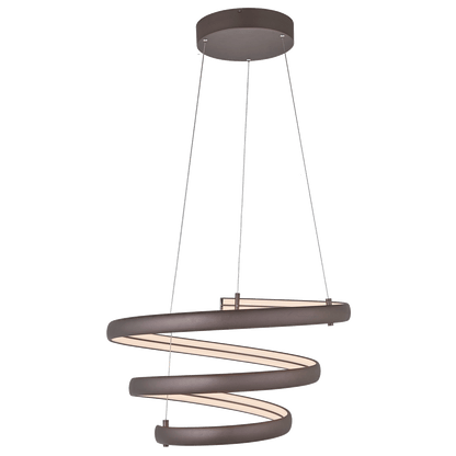 Oval spring pendant light bronze finish glowing spiral.