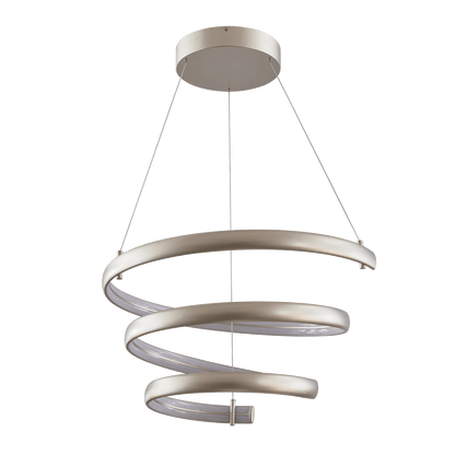 Oval spring pendant light titanium silver spiral design off.