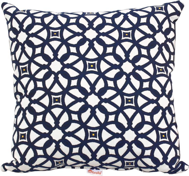 Luxe Indigo LuxCraft 19" Throw Pillow with a bold geometric pattern, offering both comfort and style for outdoor seating.