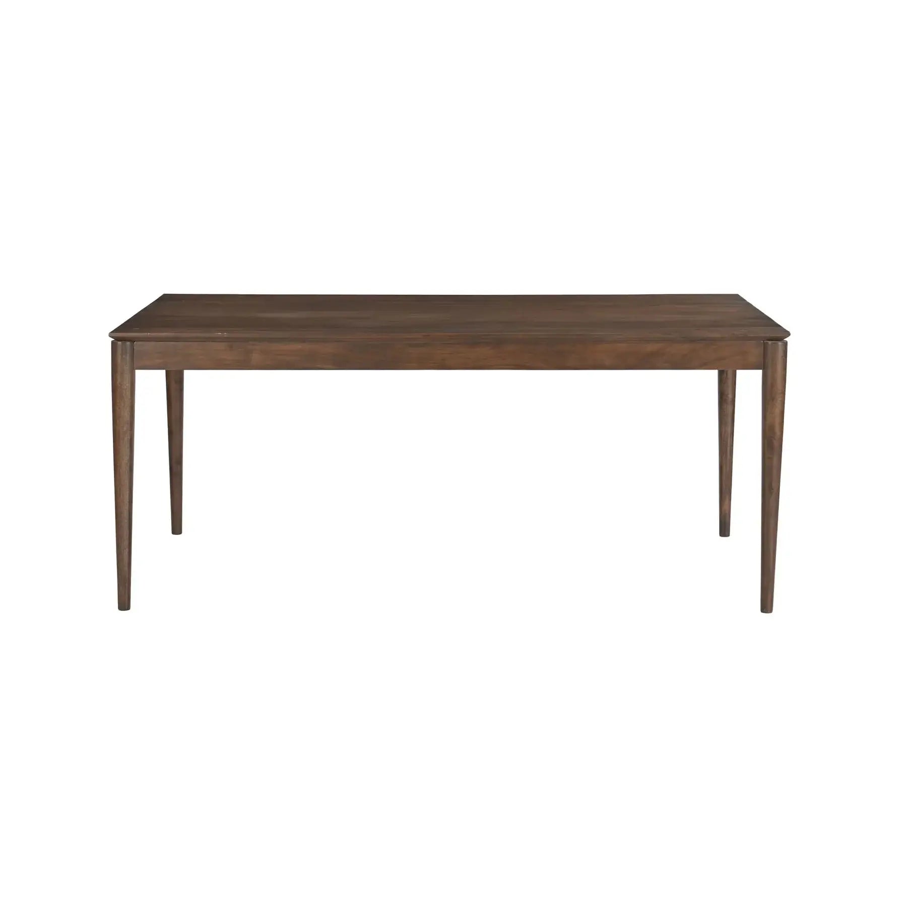 Tiffany Scandinavian Dining Table with a rich walnut finish, seating 6 to 8, crafted from acacia wood.