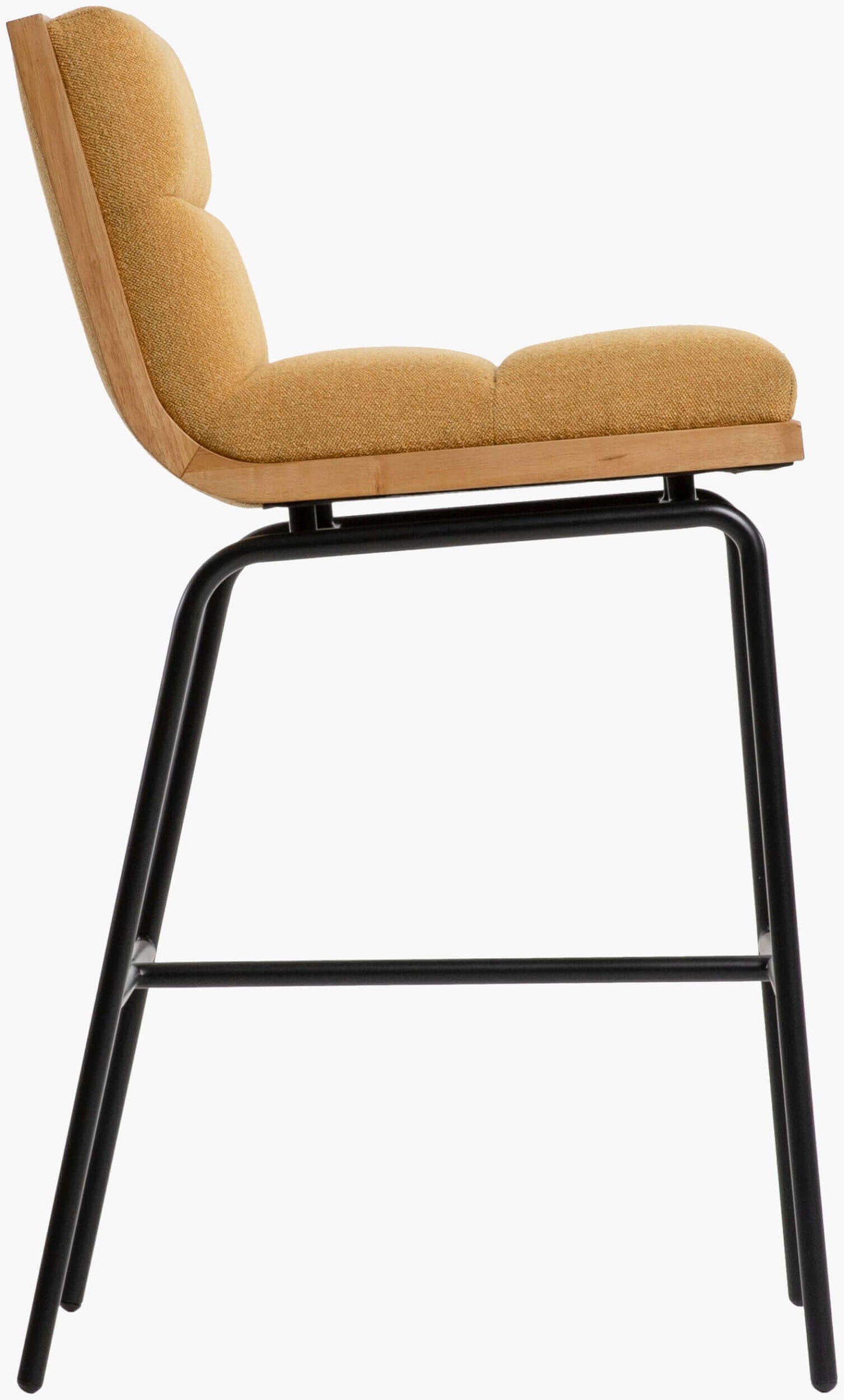 Side profile of the Thomas Bar Stool by Surya, showing the comfortable seat and minimalist frame.