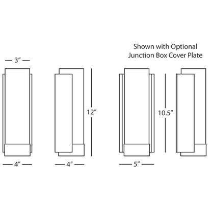 Line drawing of Tyrone wall sconce showing dimensions and ADA-compliant profile.