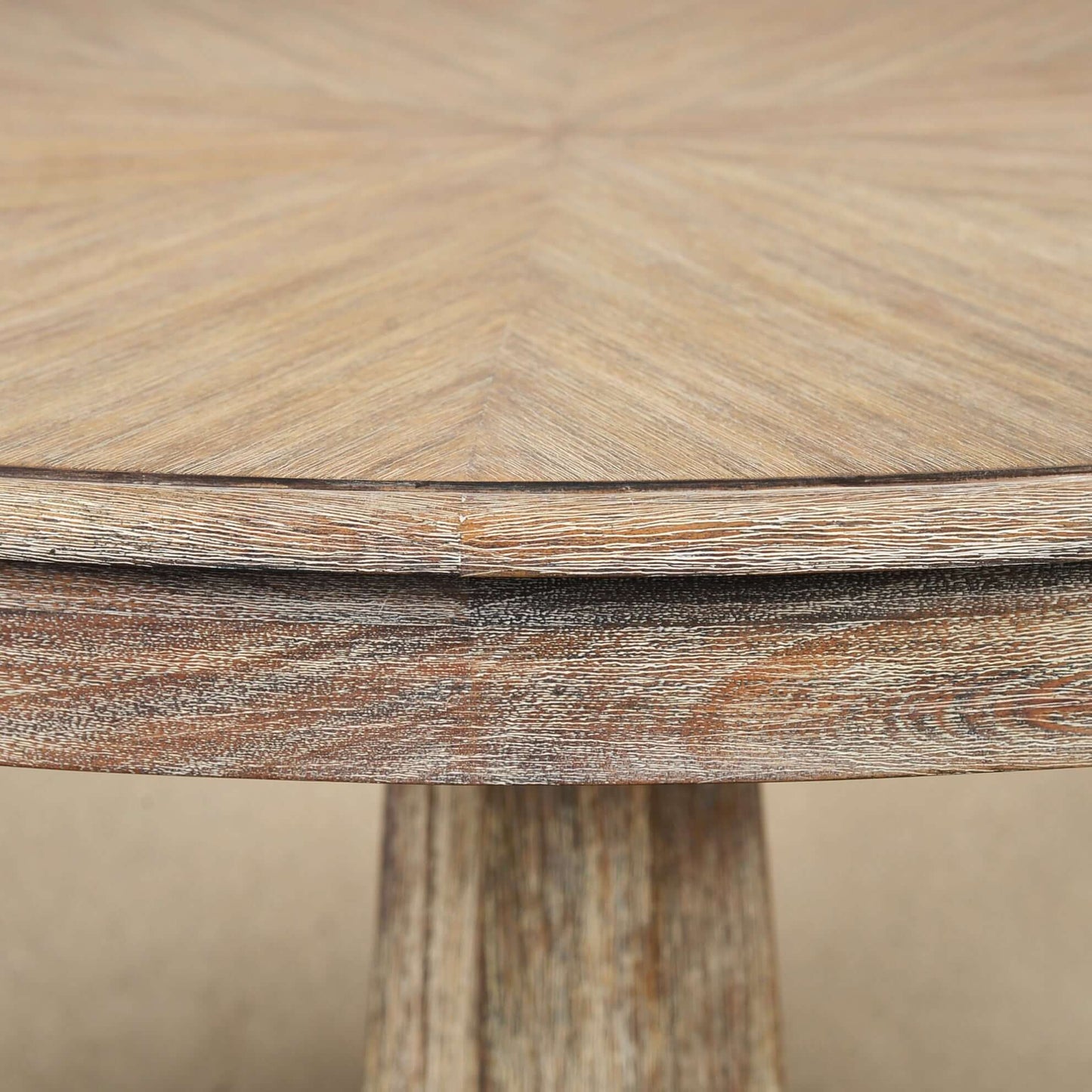  Close-up of the edge and finish of the Lancaster Dining Table.